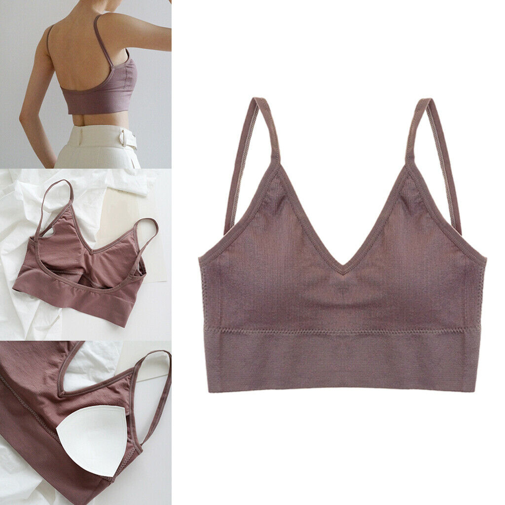 3pcs Women's Sexy V Neck Padded Bralette Spaghetti Straps Vest Sport Bra