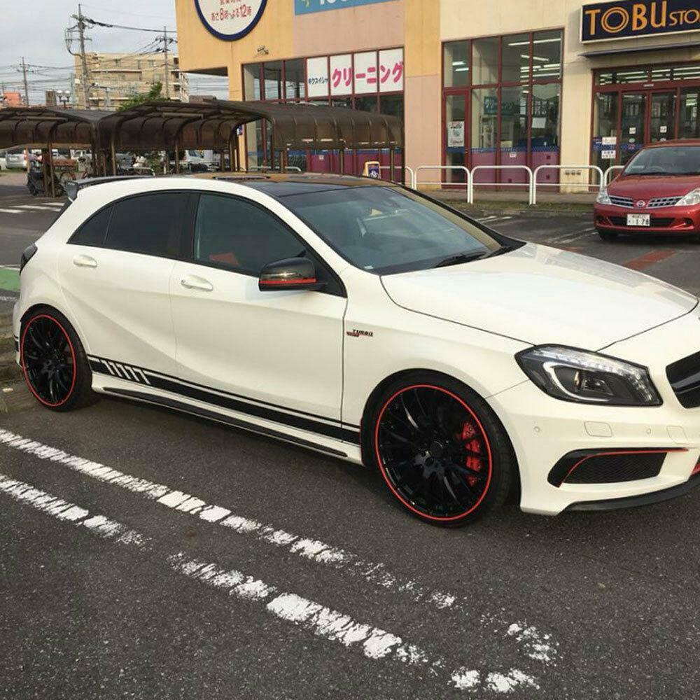 2Pcs Car SUV Body Skirt Decals Stickers 220 * 11.5CM Matte Black Universal