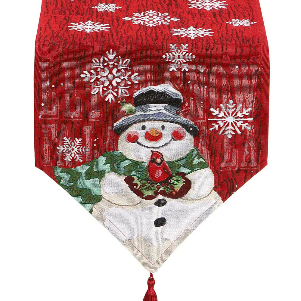 Decorative Snowman Cotton Linen Placemat Tablecloth for Christmas Party Dinner-