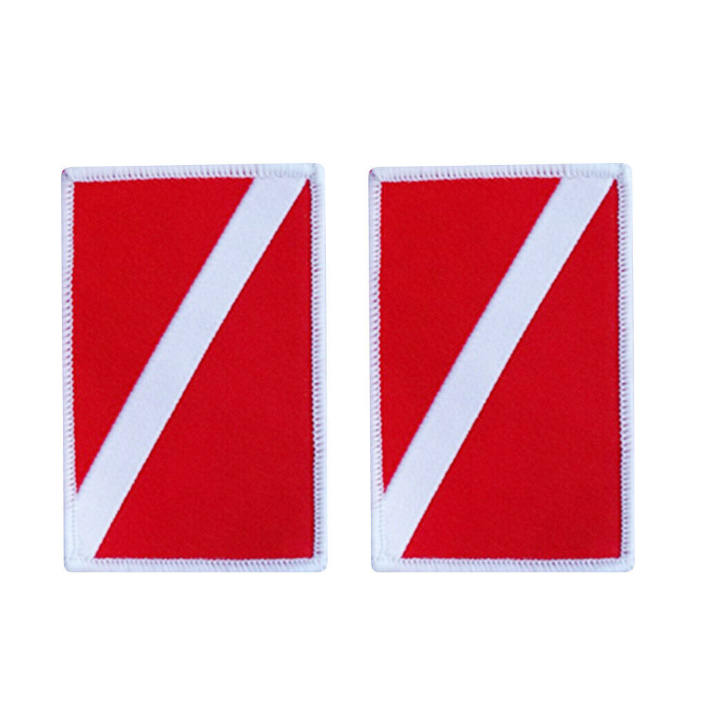 2Pcs Diver Down Flag Patch Backpack Bag Scuba Diving Dive Embroidered Sew On