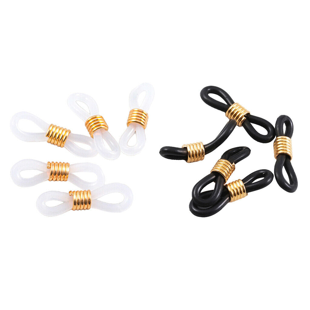 100Pc Rubber Connectors Ends Eyeglass Glasses Holder Repair Chain Cord Loop Ends