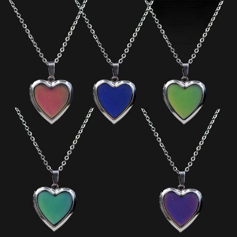 Temperature Sensitive Color Change Pendant Necklace with Stainless Steel Chain