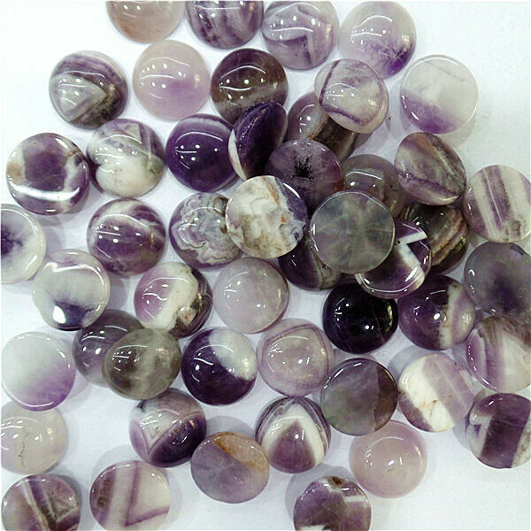 100Pcs 12mm Wholesale Natural Purple Brazil Amethyst Round Cab Cabochon HH7075