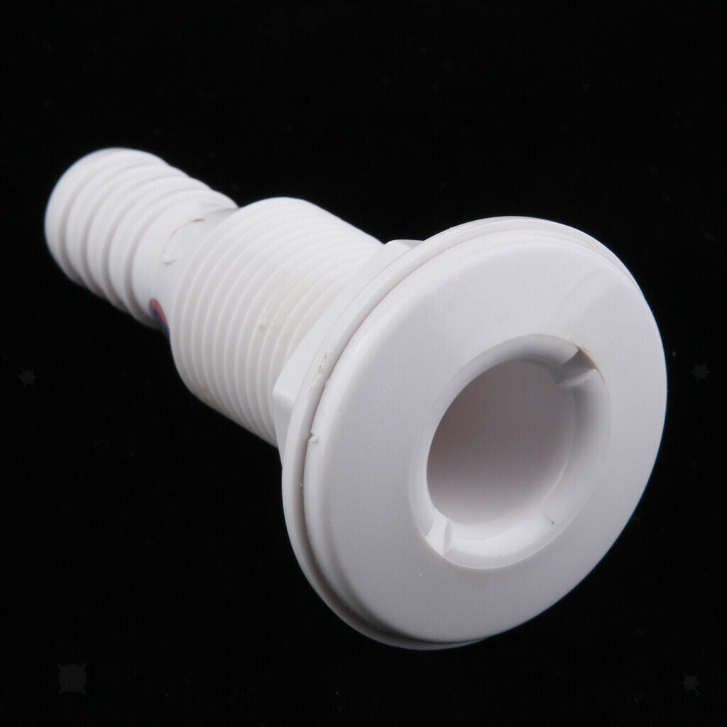 White Plastic Boat Thru Hull Fitting Drain Connector For 5/8 inch Hose Barb