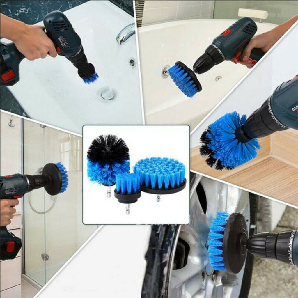 1xBlue Drill Cleaning Brush Power Scrubber Stiff Scrub Brush