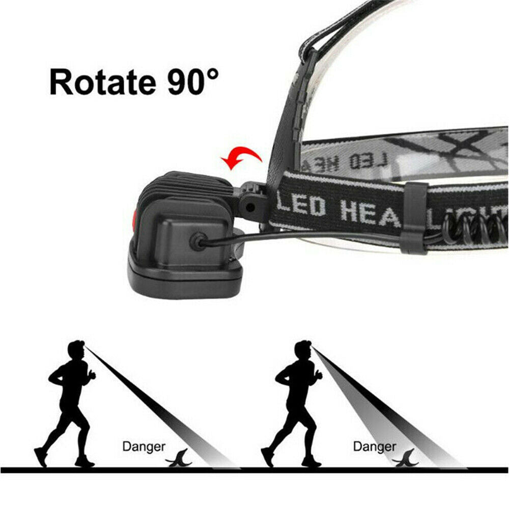 80000LM LED Headlight Work Head Lamp USB Rechargeable Outdoor Waterproof Lights