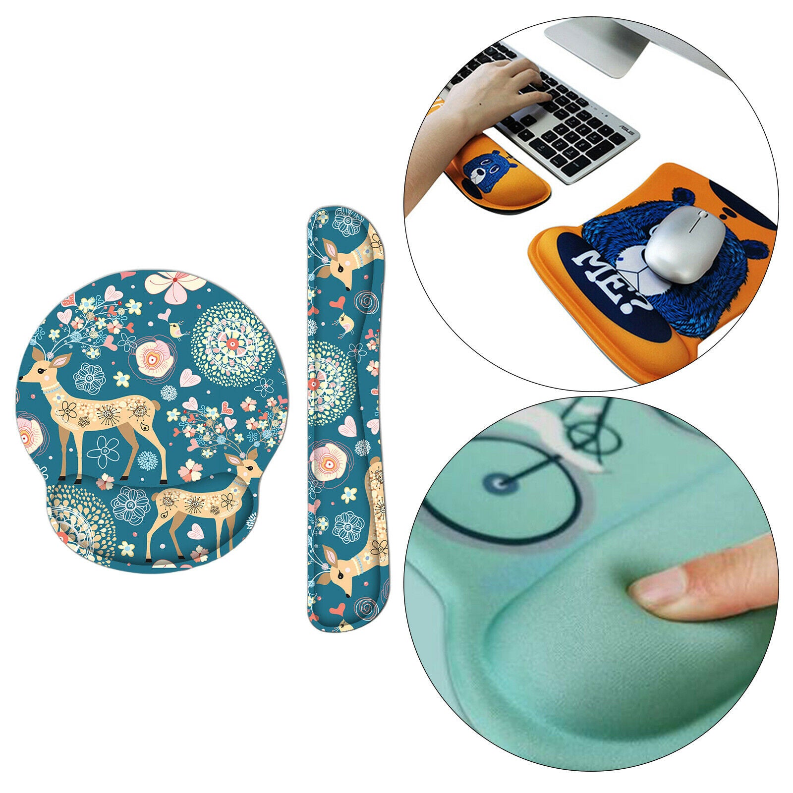 Soft Mouse Wrist Rest Support and Keyboard Wrist Rest Pad for Office 1 Set
