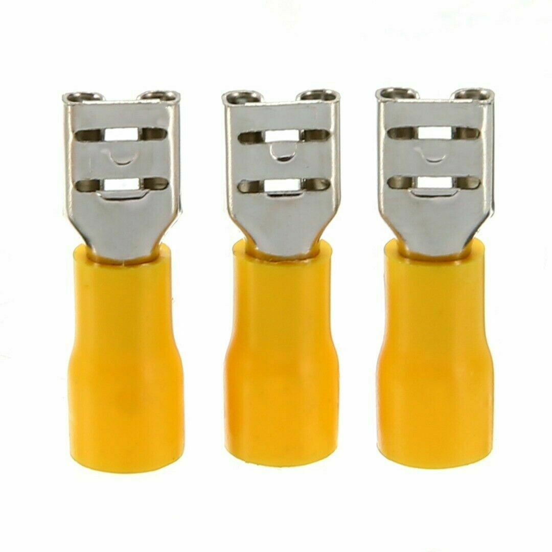 50pcs 10-12 AWG Insulated Female Spade Wire Crimp Terminal Connector Yellow New