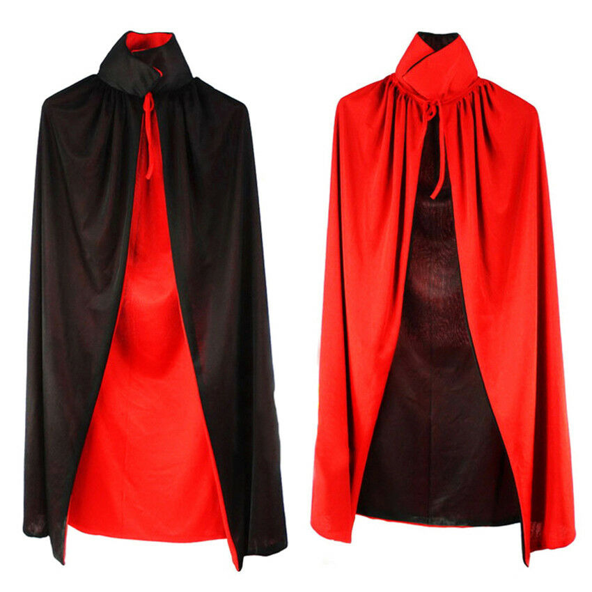 Vampire Cloak Reversible Cloak With Stand-up Collar Black Red Long Cape For Kids