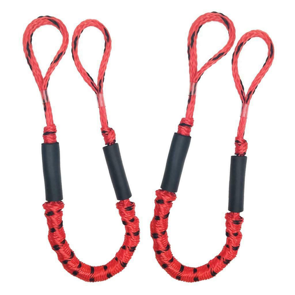 2pcs Marine Boat Bungee Dock Line Anchor / Mooring Rope 4ft Red