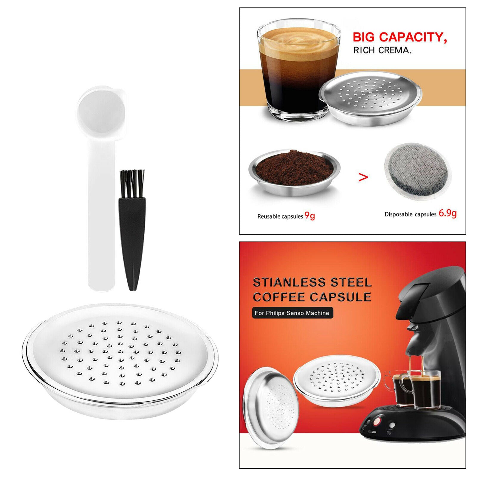 Coffee Capsules Cup Stainless Steel Nespresso Pods Compatible with Senseo