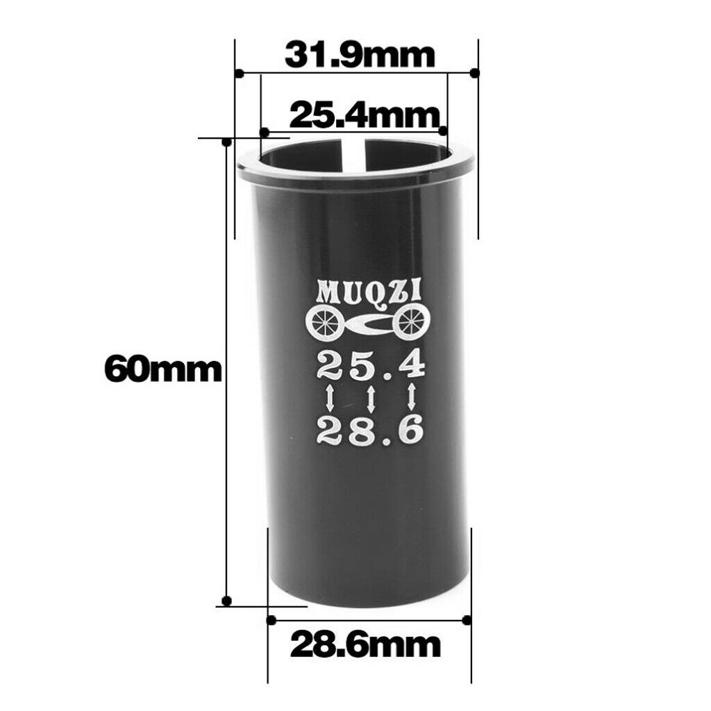Mountain Bike 60mm Shim Adapter Convert 25.4mm Seatpost to 28.6mm Bike Tube