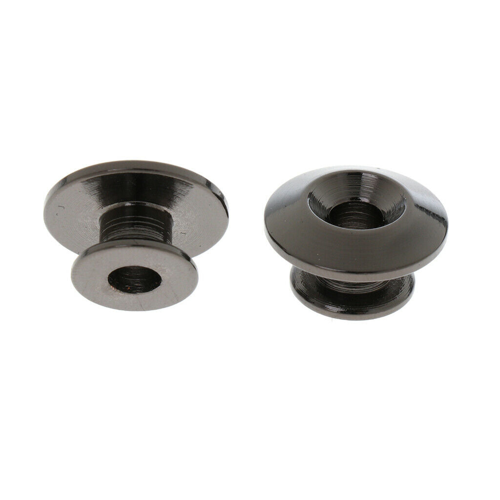 2 Pieces Black Strap Button with Mounting Screw for Electric Guitar Bass Ukulele