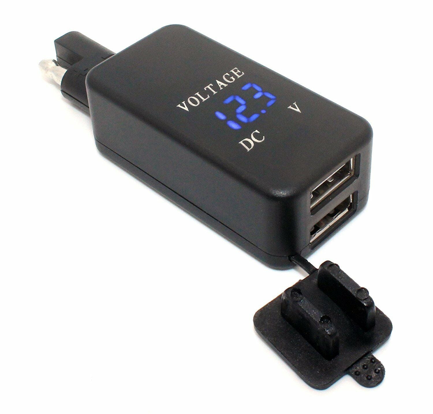 Universal Motorcycle SAE to USB Cable Dual USB Power Port Charger LED Voltmeter