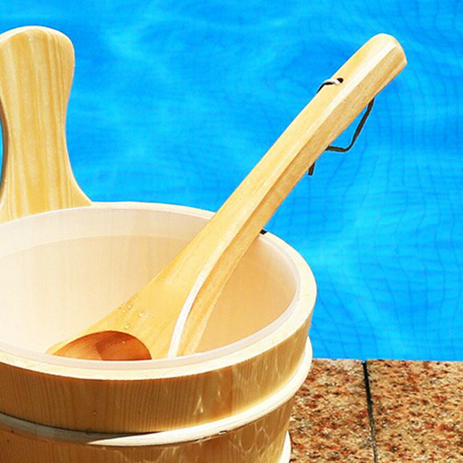 4L Wood Sauna Bucket with Ladle for Steaming Room Bath Personal Care Kit