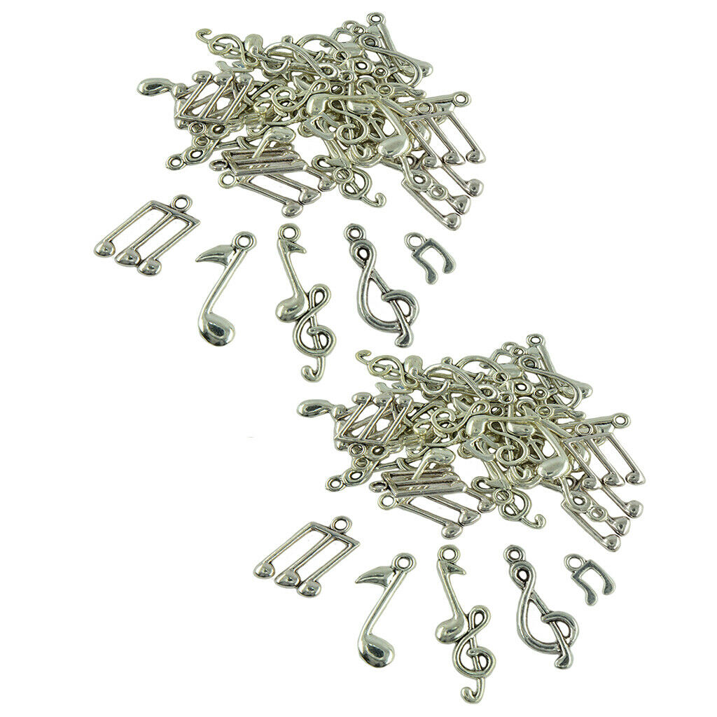 80pcs Charms Music Note Symbol Pendants for Necklace Bracelet Jewelry Crafts