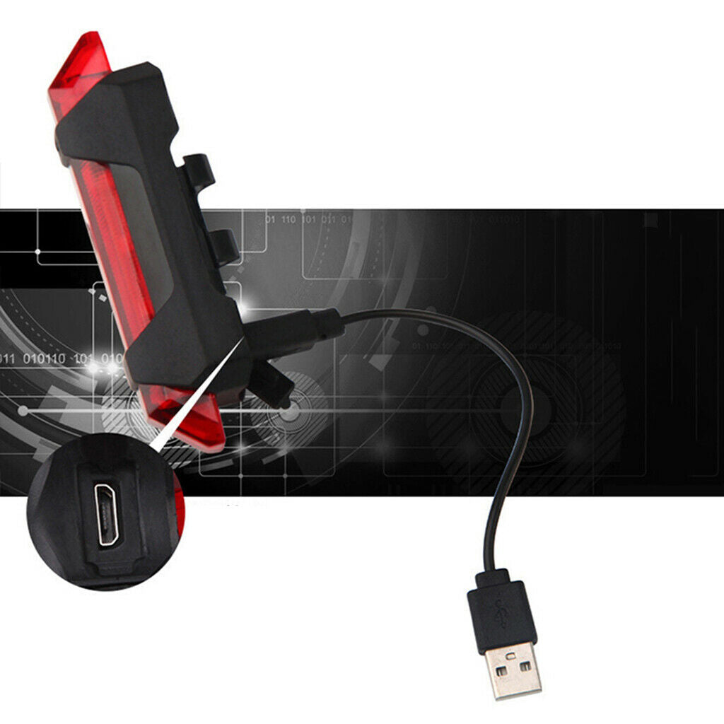 2 Pieces Biking LED Rear Light Portable Taillight USB Rechargeable Red+Blue