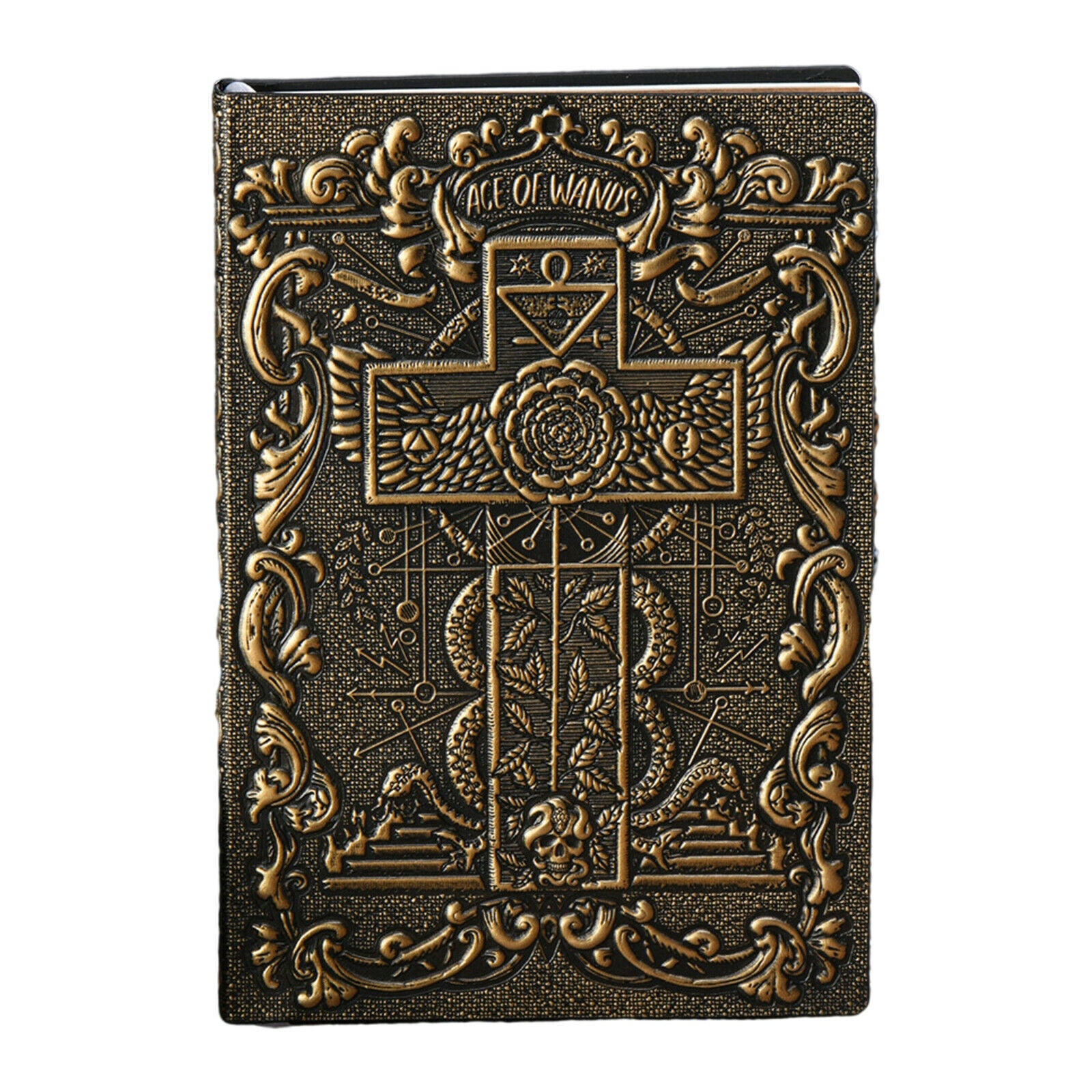 Retro Embossed Cross Pattern Writing Notebook A5 Lined Journal Bronze