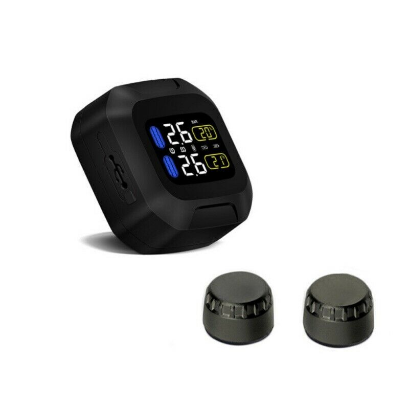 Waterproof Wireless Motorcycle TPMS Tire Tyre Pressure Monitor System 2sensor