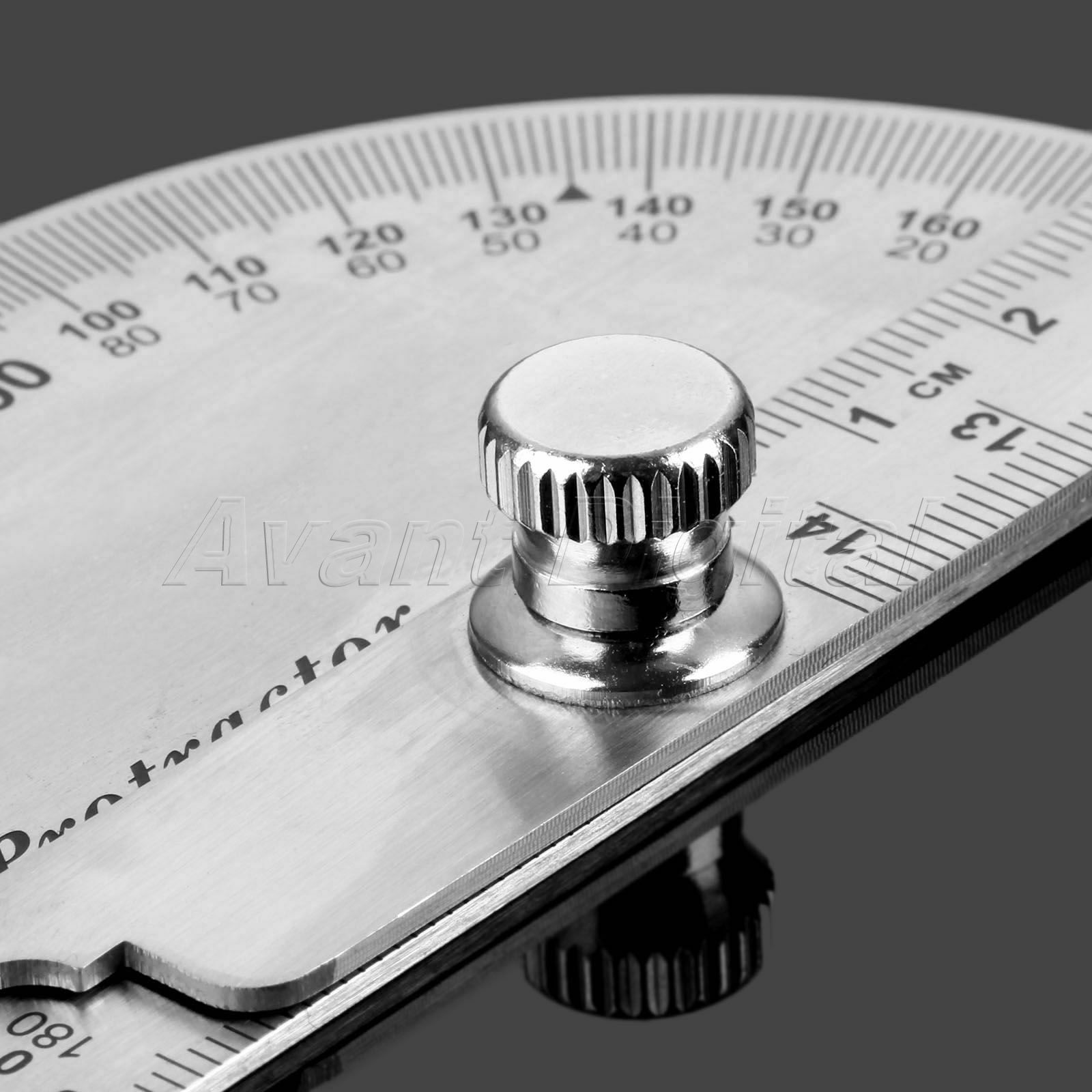 Protractor 1pc Stainless Steel 0 to 180 Degrees Arm Ruler Angle Measuring Tool