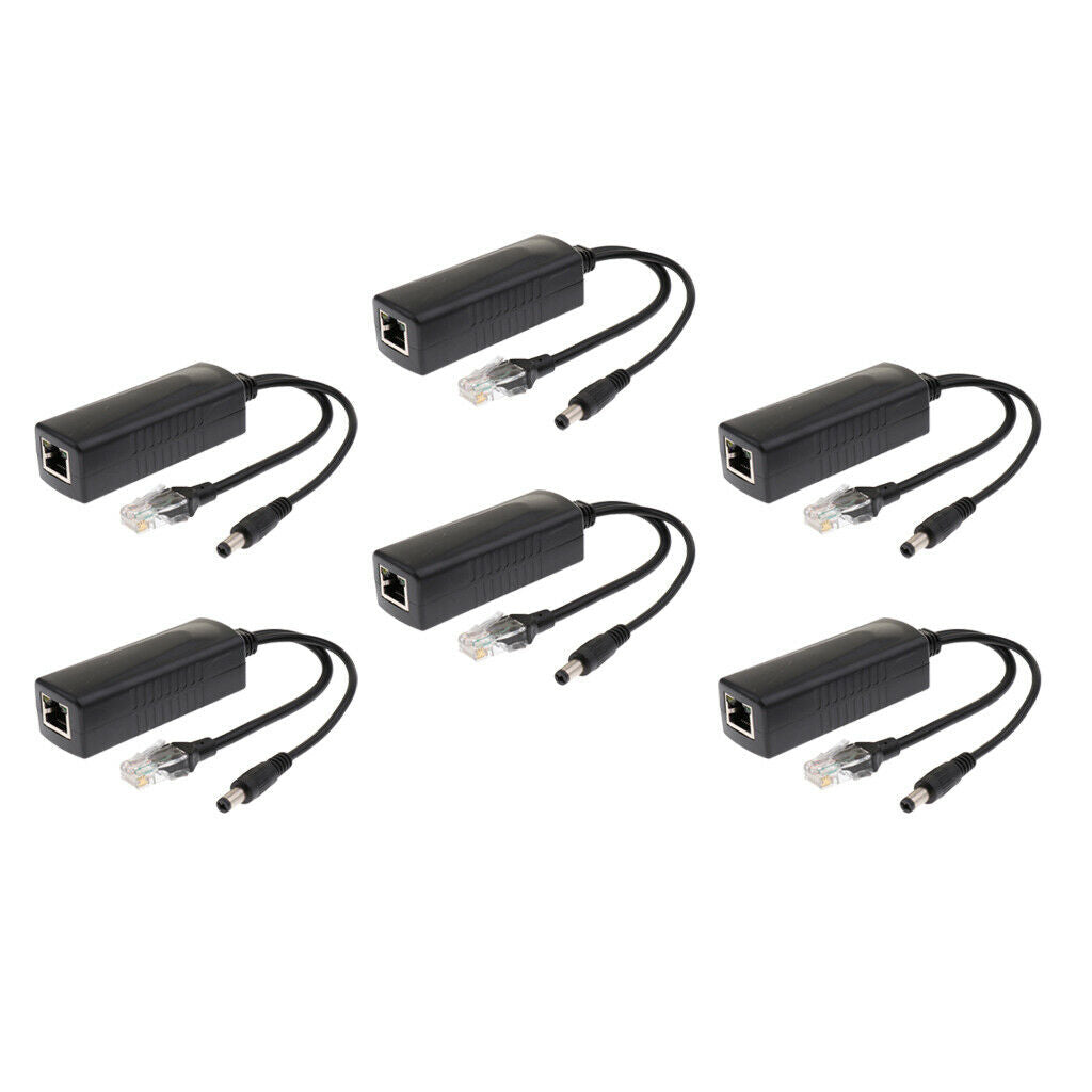 6x Active PoE Splitter Power Over Ethernet 48V to 12V for IEEE802.3af/at 24W