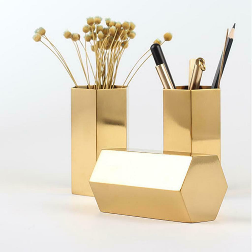 Modern Hexagonal Vase With Pen Pencil Holder And Vase For Stationery Desk