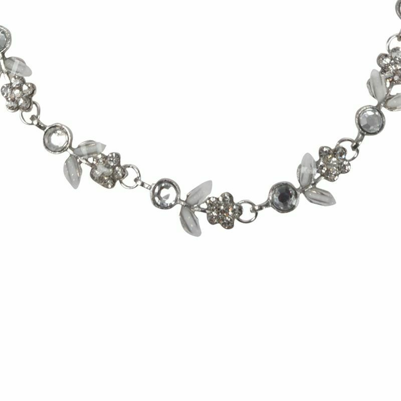 Hair Headband Elegant Elastic Headband with Rhinestones Flowers for Women - SiX4