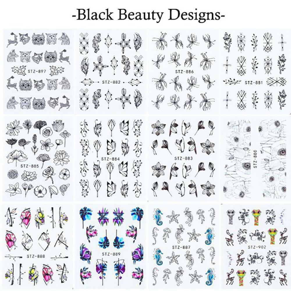 14x Nail Art Water Transfer Stickers Butterfly Flowers Nail Manicure Decals Hot-
