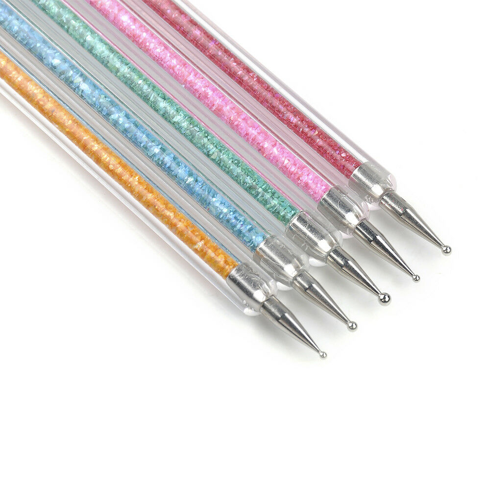 Luxury 5pcs/set Nail Art Brush Pen Sequins Acrylic Handle UV Gel Polish Drawing