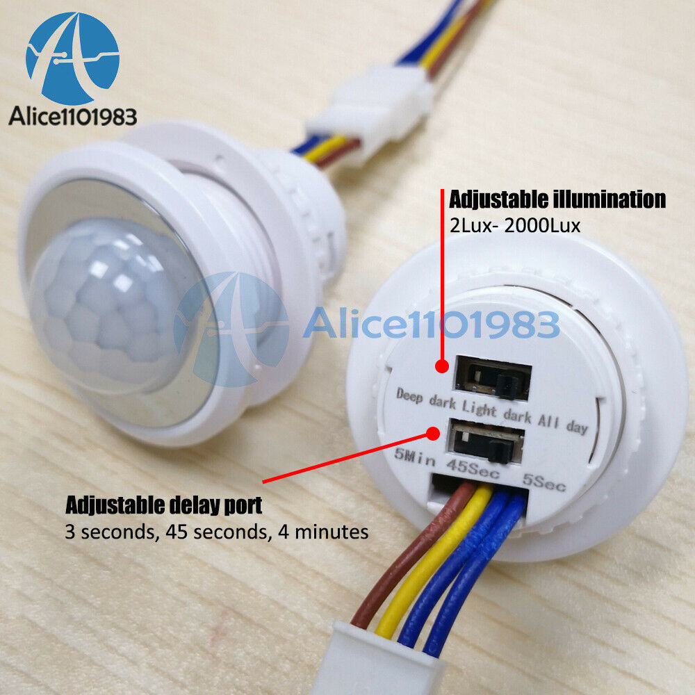AC85V-265V PIR Infrared Ray Motion Sensor light Switch Time Delay Detector Lamp