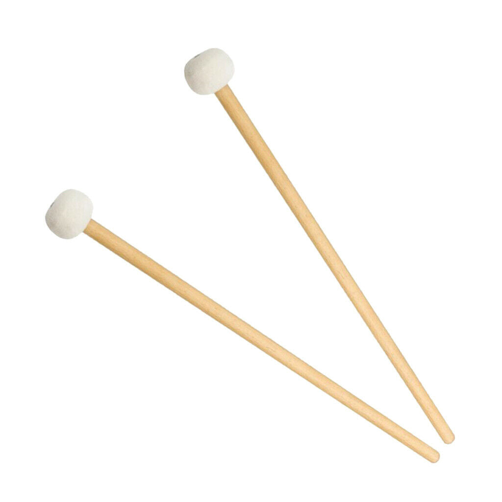 Pack of 2 Bass Drum Mallet Felt Head Percussion Mallets Timpani Sticks with