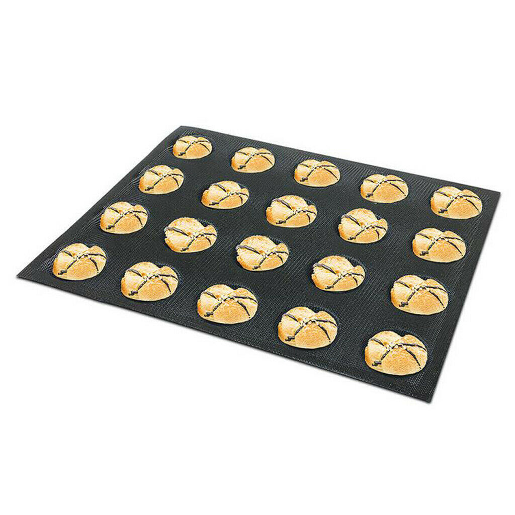 Silicone Hamburger Forms Peforated Bakery Bun Bread Mould Baking Tray 20 Cup