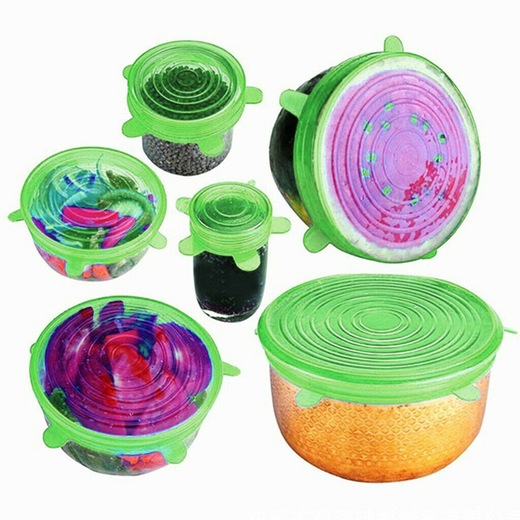 2 Set 12Pcs Silicone Stretchy Wrap Lids Pot Cup Bowl Covers Food Stayfresh