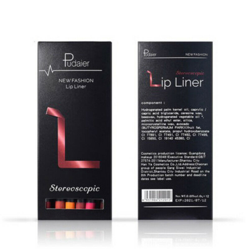 12 Pcs/Set Waterproof Lip Liner Lipstick Long Lasting Matte Lipliner Pencil Pen