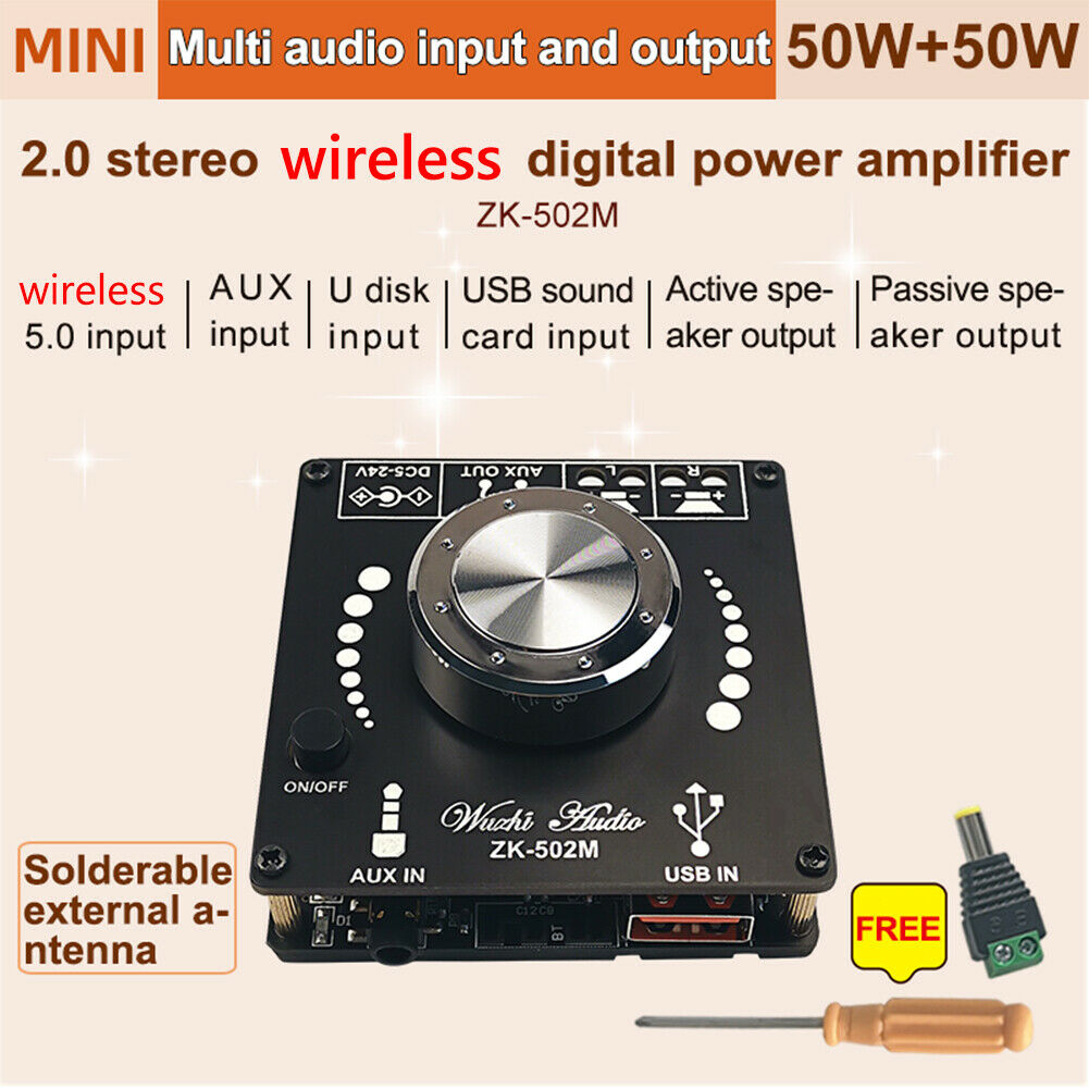 Mini Bluetooth 5.0 Power Audio Amplifier Board Stereo Music Amplificad Module @