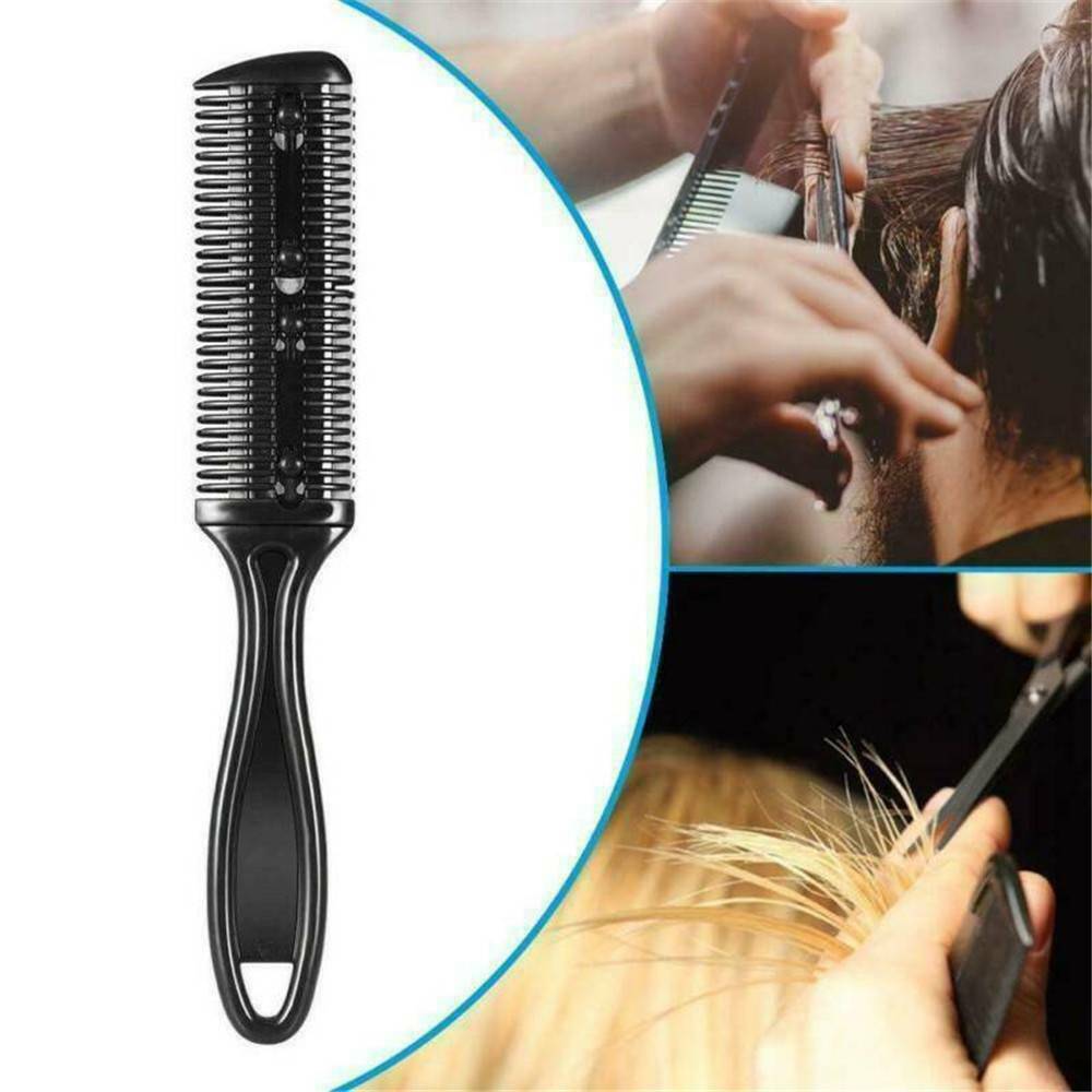 3Pcs Hair Thinning Cutting Trimmer Razor Comb With Blades Hair Cutter Comb DIY~