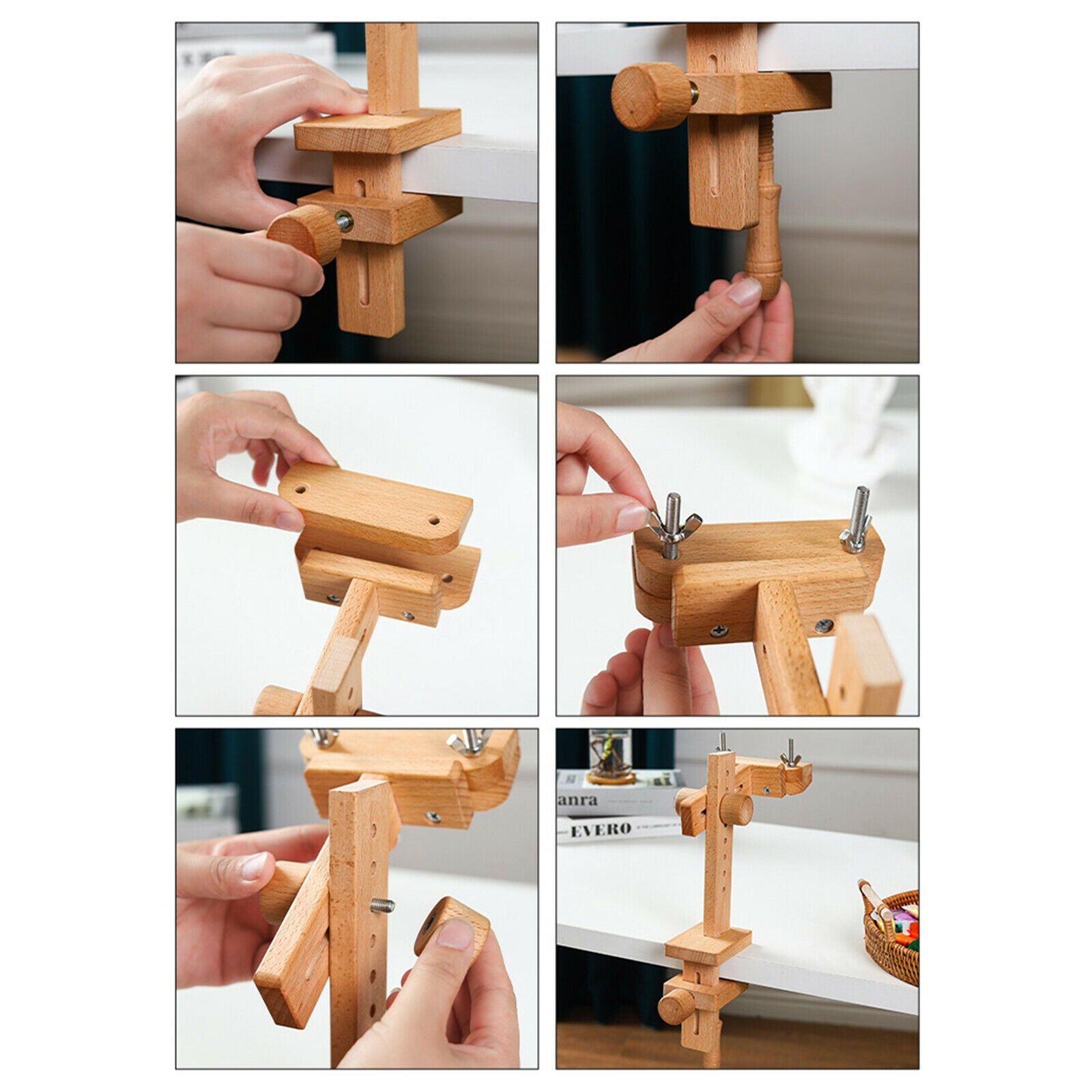 Cross Stitch Frame Clamps Desk Stand Embroidery Hoop Holder Needlework