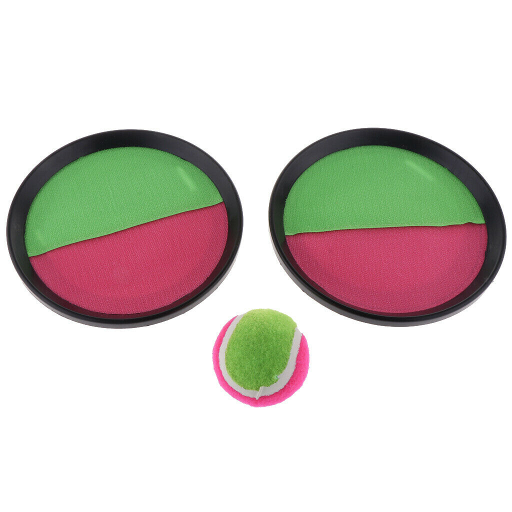 2X Throw Catch Bat Ball Game Sticky Racket Self-Stick Mitts+Elastic Ball Black