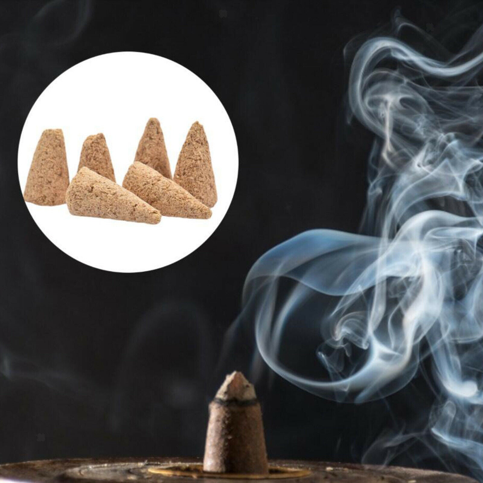 6pcs Sandalwood Bullet Incense Cones Air Purify for Backflow Meditation Gift