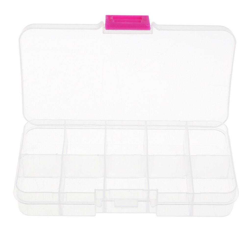 Clear Plastic Storage Organiser Craft Beads Jewellery Tool Box Case 10 Grids