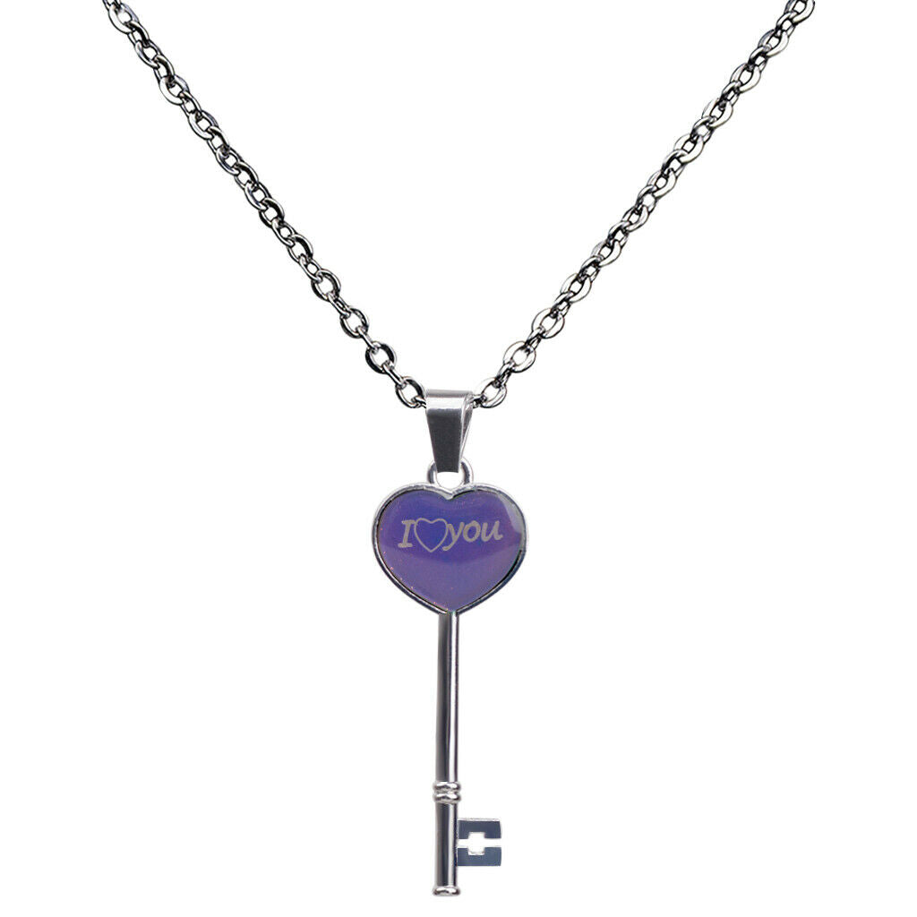 Novelty Temper Color Change Necklace I Love You Pendants Men Fashion Jewelry