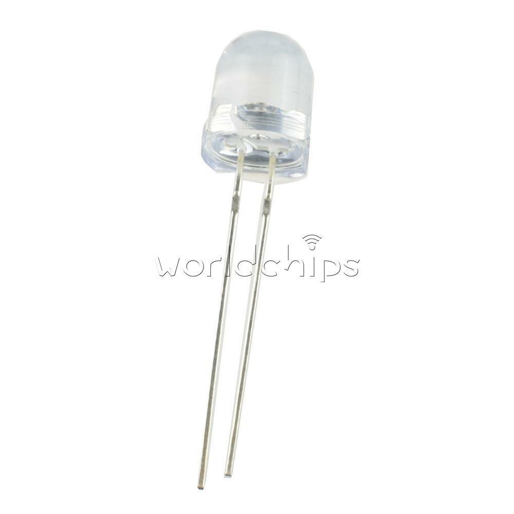 100PCS 8mm LED White Emitting Diodes Transparent Ultra Bright Lamp Round Light