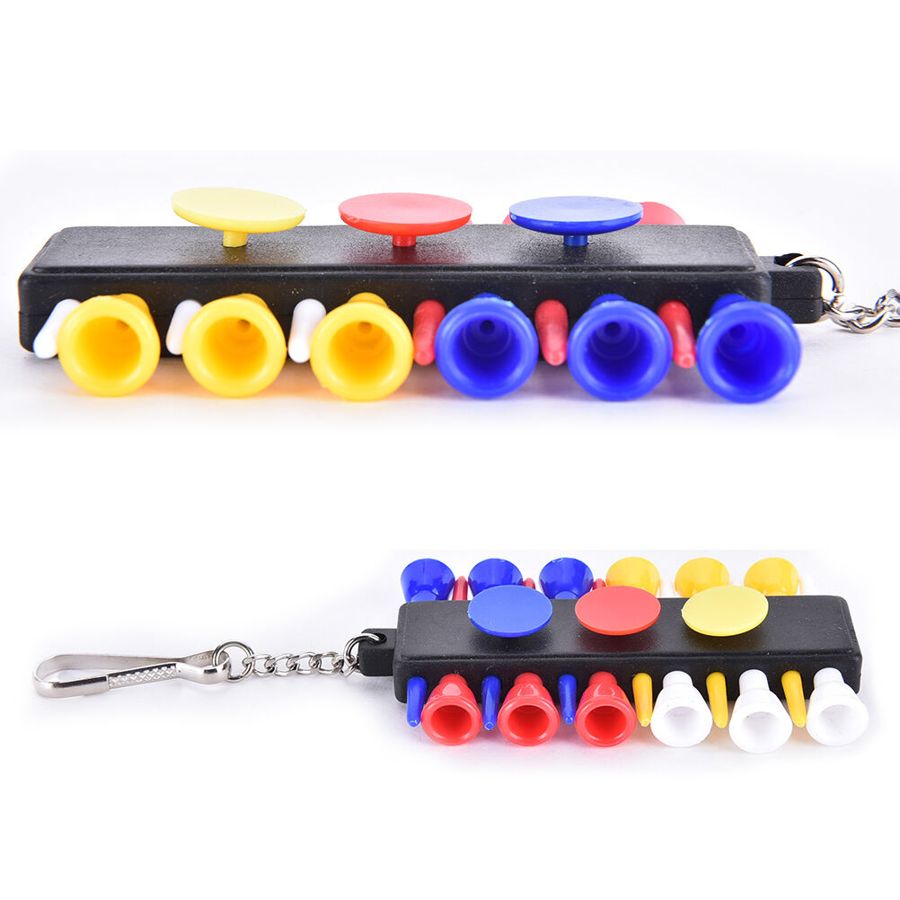 1x Golf Tee Holder Carrier with 12 plastic  Tees w 3 Ball Markers W 1KeyC.l8