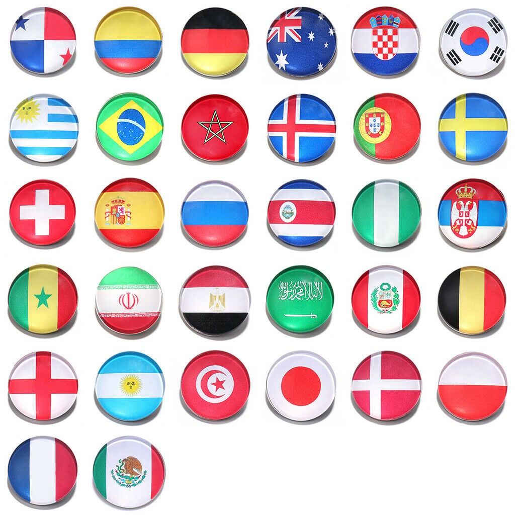 Round Buttons 32 Teams National Flag Football Fans Brooch England