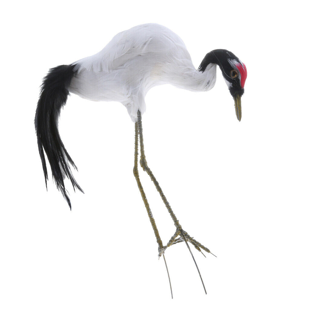 Se of 2 Artificial Red-crowned Crane Birds Statue Ornament Outdoor Decor