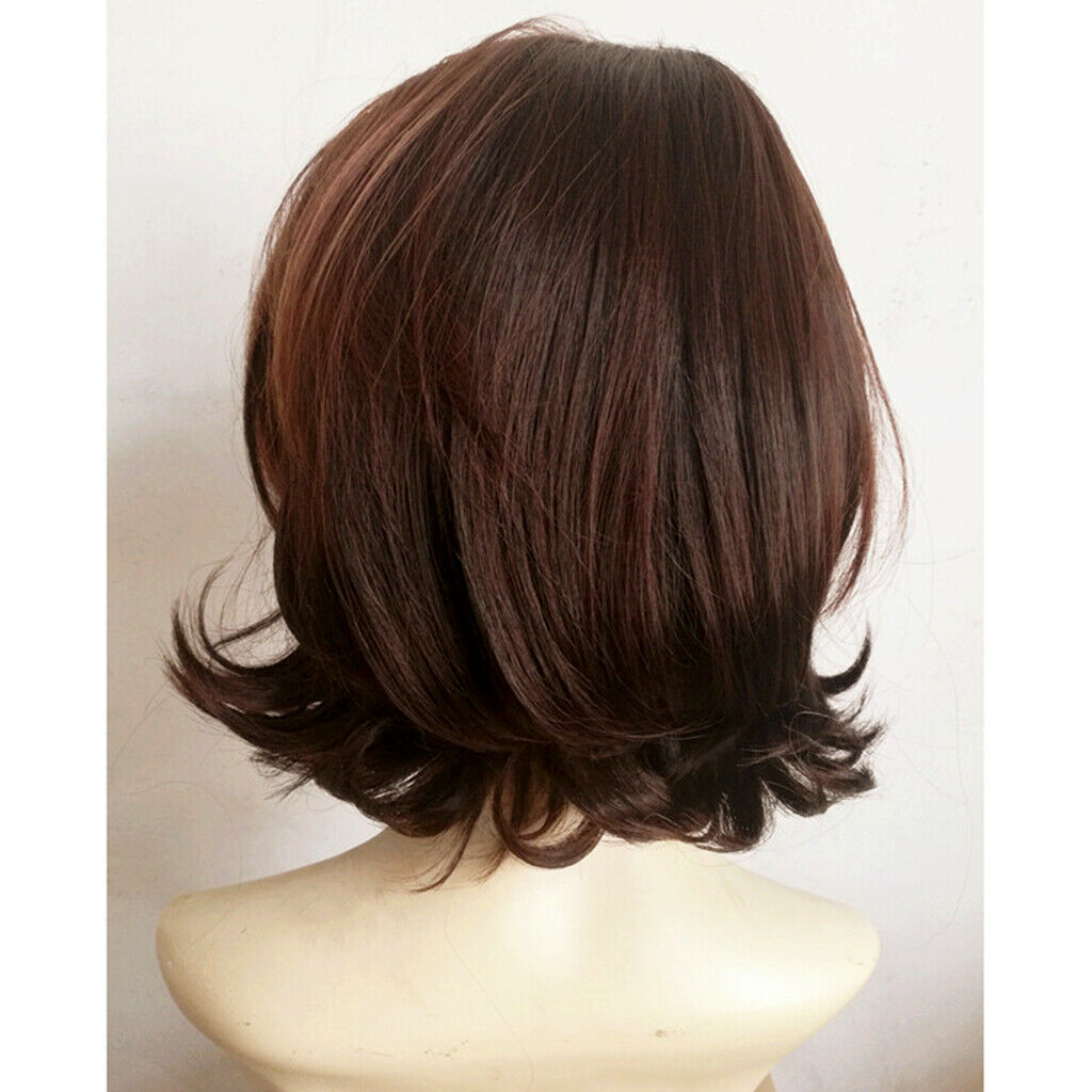 Chic Unisex Natural Looking Short Wavy Fiber Wigs Full Wig Heat OK Brown