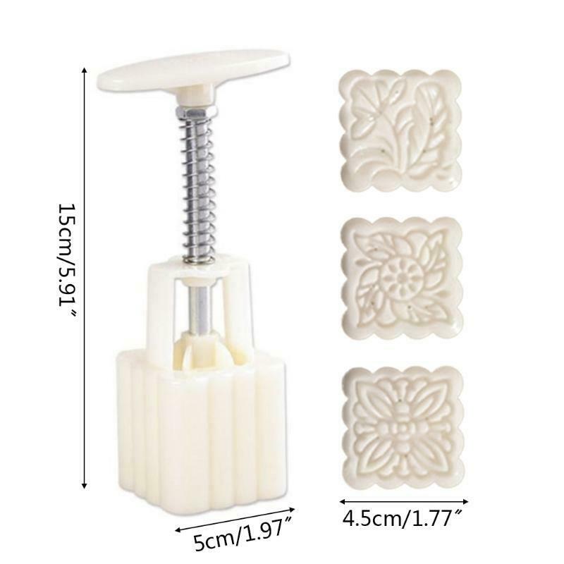 Plastic 50g Square Mooncake Mold Mid-Autumn Festival Hand-Pressure Mooncake Mold