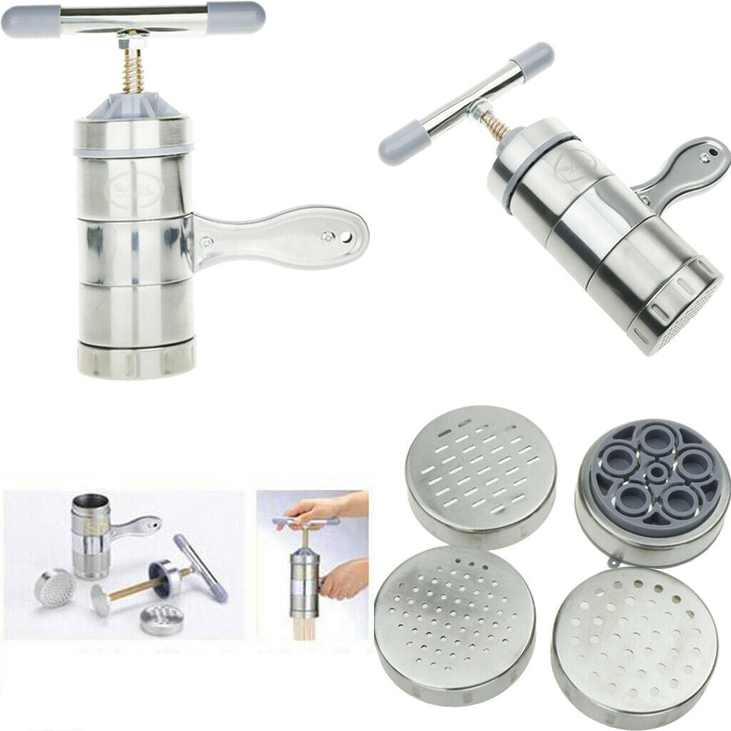Manual Pasta Machine Noodles Spaghetti Fettuccine Tagliatelle Maker 2 Molds