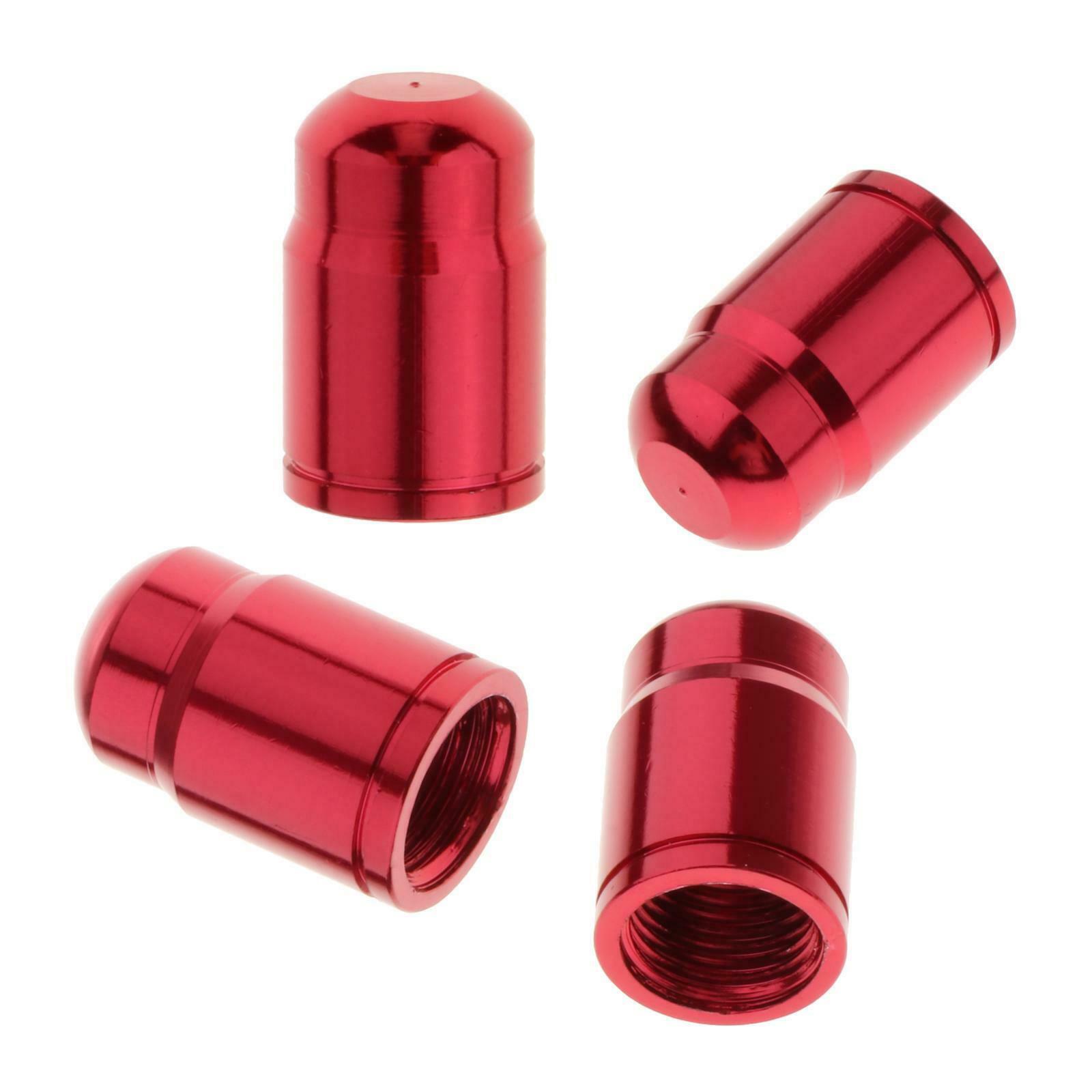 4 Pieces Bike Valve Caps Tire Dust Cover Aluminum Alloy Schrader Red