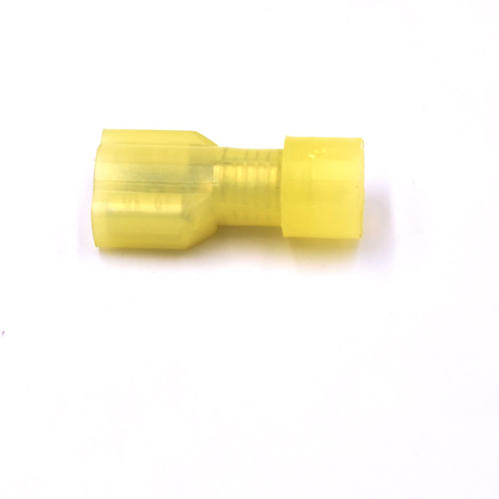 Yellow Fully Insulated Nylon Female Spade Crimp Connector Terminal 12-10AWG 100P